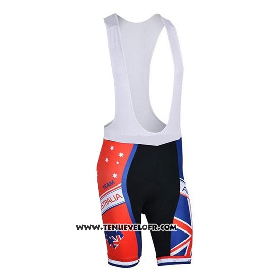 2018 Maillot Ciclismo Australie Bleu et Rouge Manches Courtes et Cuissard